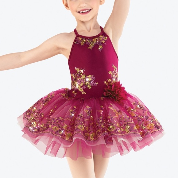 Revolution Fairy Maroon Ballet Dance Costume Sequined burgundy toddler tutu - Picture 1 of 10